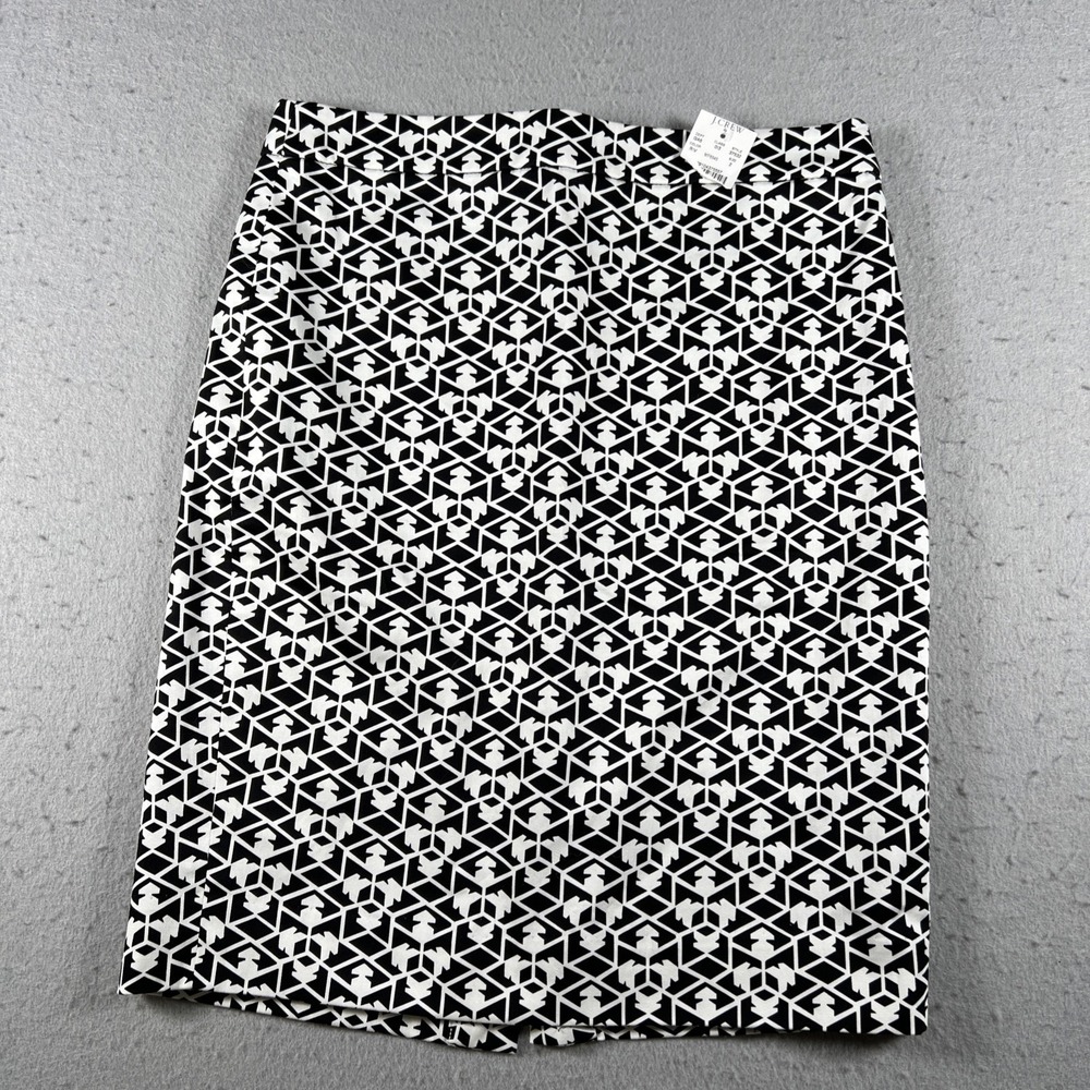 J.Crew Black White Paneled Geometric Jacquard Pencil Skirt Women's Size 2 NWT